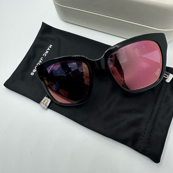 Marc Jacobs Marc 231 Cat Eye Black Glitter Classic Fram Sunglasses Color Lenses - Picture 3 of 13